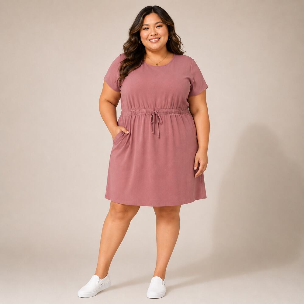 32 Degrees Cool Athleisure Dress Cinch‎ Waist Pockets Rose Pink XXL